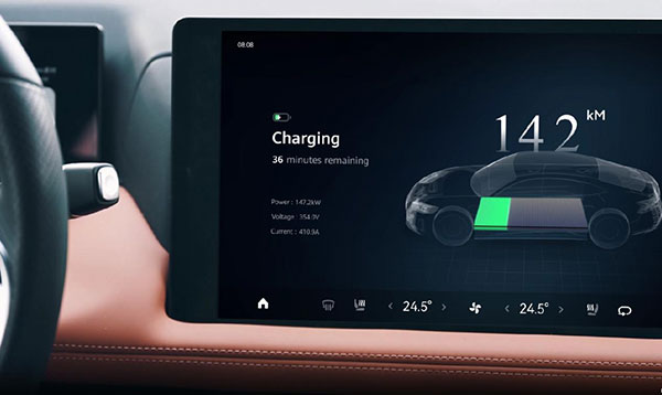 The charging status display of the electric car