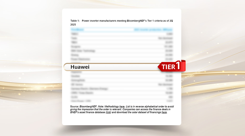 Huawei, reconocida como fabricante de inversores y sistemas de almacenamiento de energía de nivel 1 por BNEF