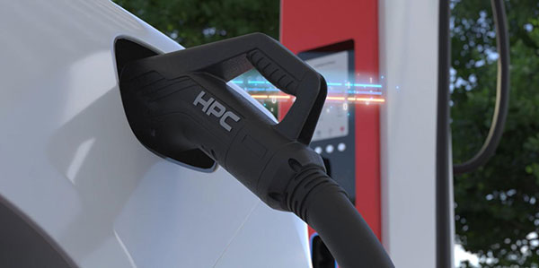 The electric vehicle is being charged.