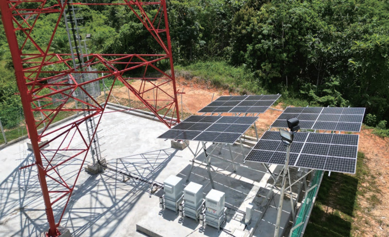 100% PV-powered sites along the banks of the Rajang River